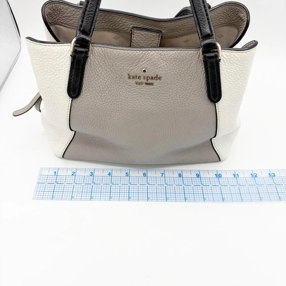 Kate Spade Purse Tote Bag Medium Gray Colorblock Leather Top Handle Handbag
